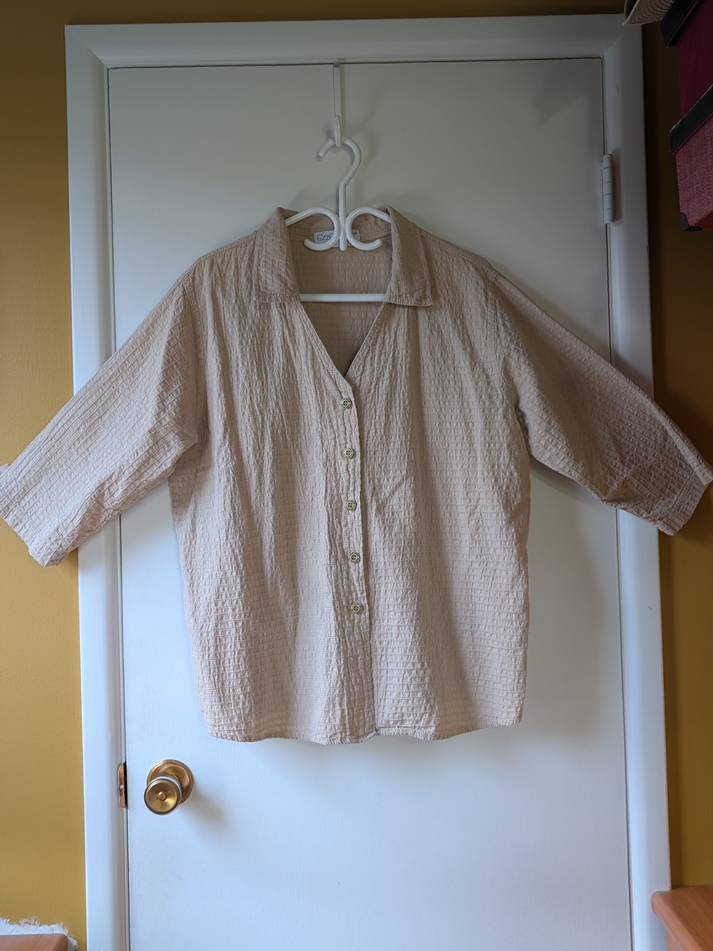 Light Beige Textured Button-Up Shirt